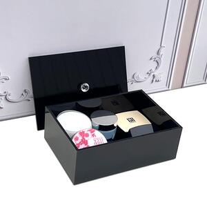 压克力收纳盒桌面化妆品黑色防尘盒宿舍家用面膜护肤品杂物收纳盒