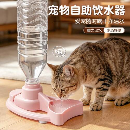 猫咪饮水机宠物自动饮水机不插电宠物碗可携式矿泉水瓶猫咪喂水器