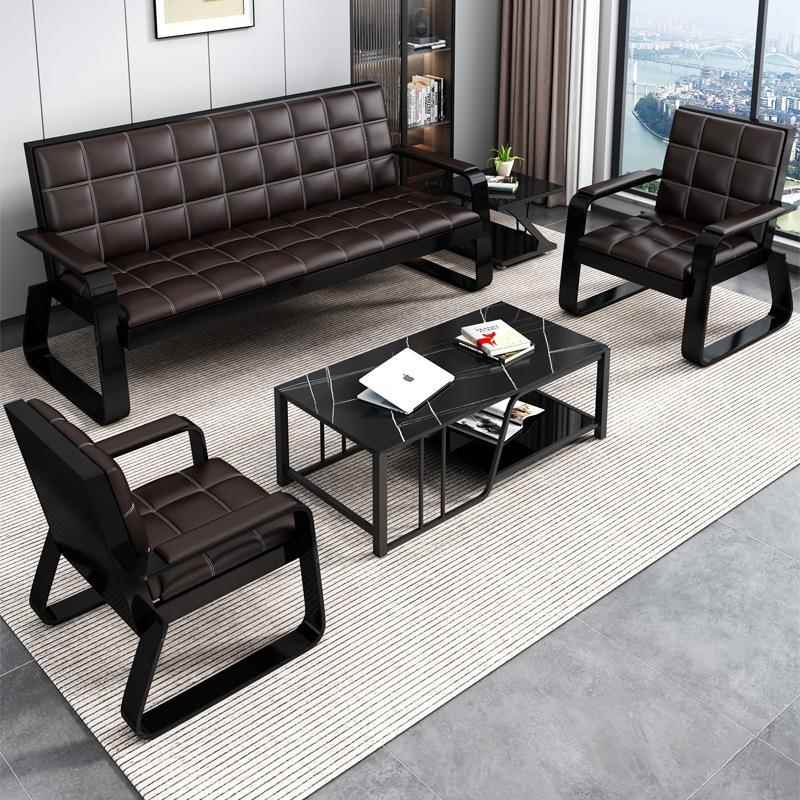 简易约办公室沙发茶几三组合商务代会客厅简现等KDU候排椅小型人
