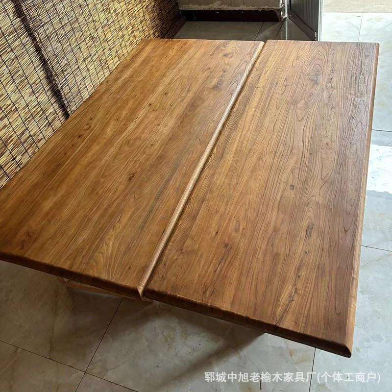 老榆木风化大板桌面旧木板复古阳台飘窗原木板实木茶桌餐桌面板