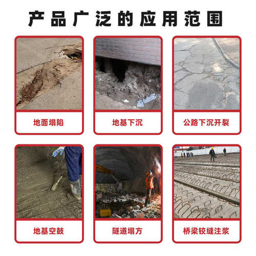 厂家直销地聚合物注浆料地下空鼓地基下沉桥梁隧道加固水泥注浆料