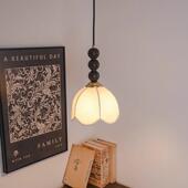 南洋卧室床灯小吊灯3法式 复古中古奶餐厅头餐桌油吧台布艺吊风线