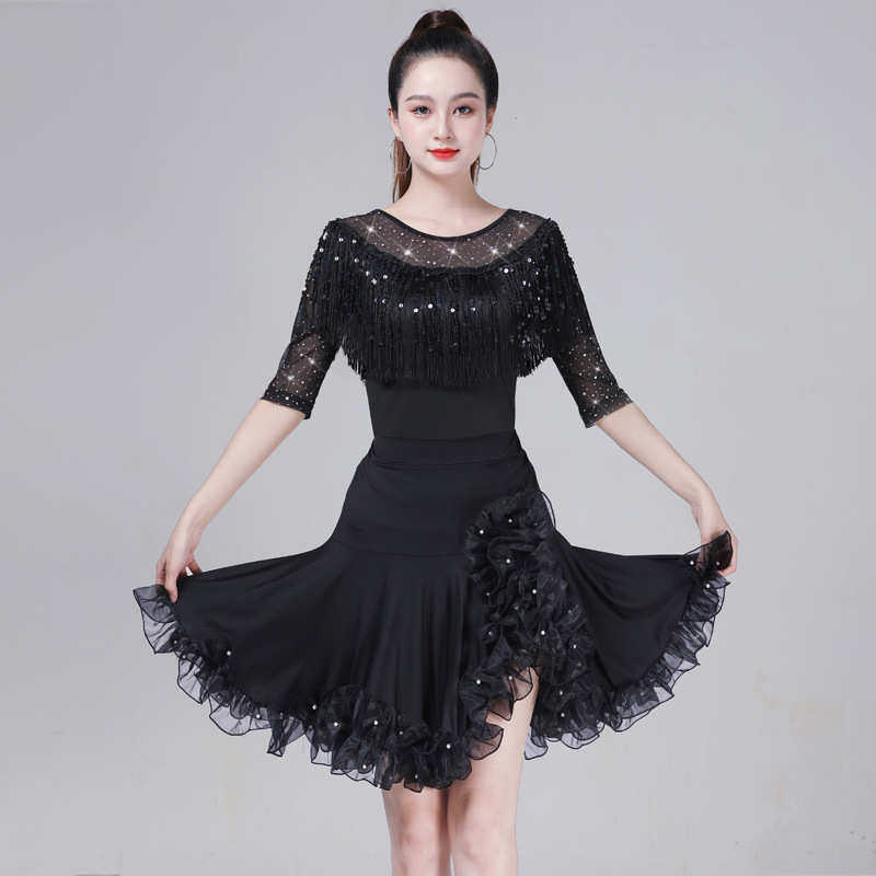摩登舞蹈套装新款三步舞裙舞吉特服装踩巴成人服舞蹈广场拉丁