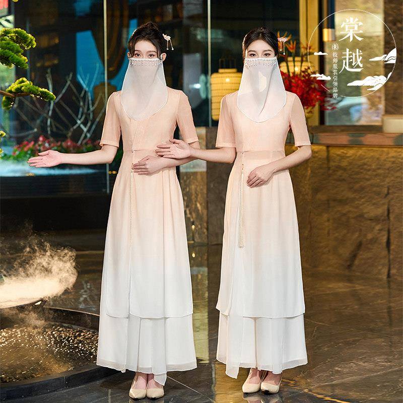 唐悦夏日新中国足浴技师工作服拾耳Spa按摩足浴店高端健身会所