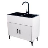 单租简易家用水槽柜不锈钢柜一体双槽洗碗见描述池厨房洗菜盆子实