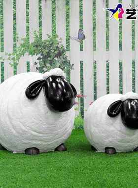 户外卡通草皮羊雕塑园林景观植草动物装饰售楼部草坪美陈大型摆件