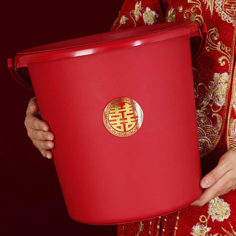红色塑料桶结婚桶陪嫁水喜桶女方嫁妆婚庆喜事婚礼用品大全农村