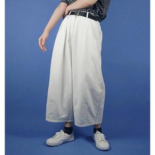 长裤 女宽松直筒白色罗卜裤 百搭全棉 九分阔腿裤 日系休闲覆古工装
