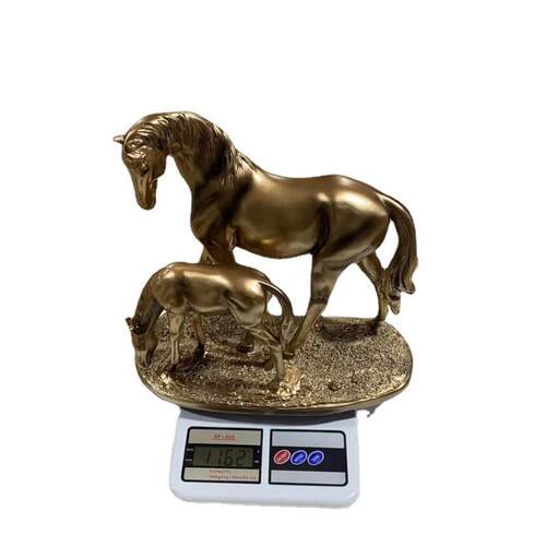 新品树脂工艺品欧式古铜色母子马摆件创意客厅电视柜办公室装饰品