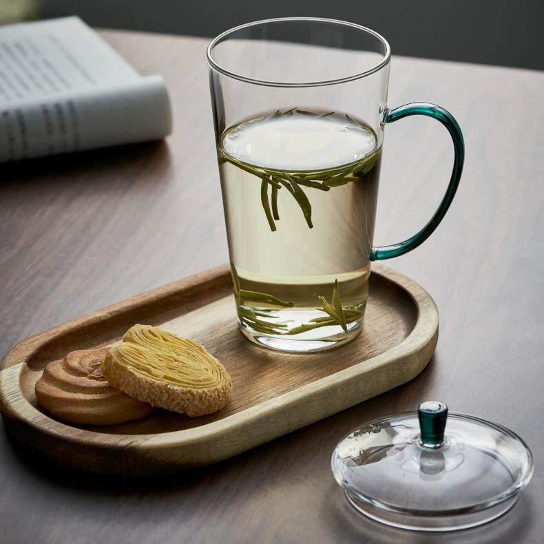 天久璃匠玻璃随心绿茶杯带盖彩把家用办公室喝水泡茶杯高档耐高温