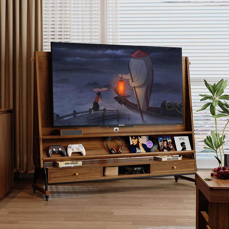 实木可移动电视柜客厅家用小户型现代简约落地电视支架2025新款