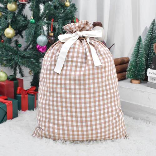 Plaid Christmas Bag, Christmas Bundle Pocket, Christmas Deco