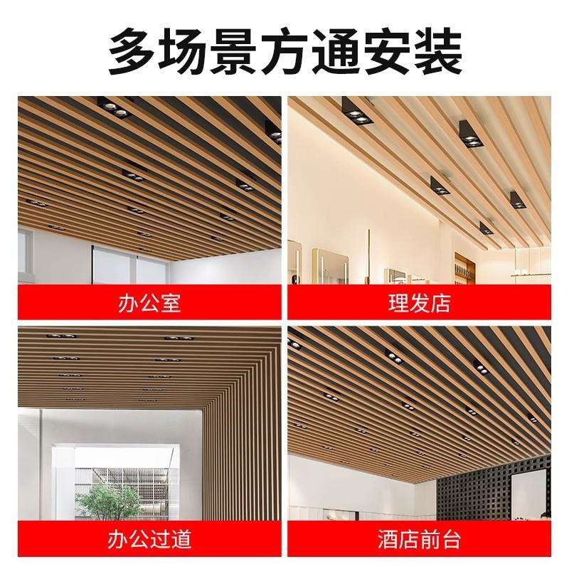 铝方通吊顶专用led双头10x20射灯方形木方通筒灯明装15*15斗胆灯图片