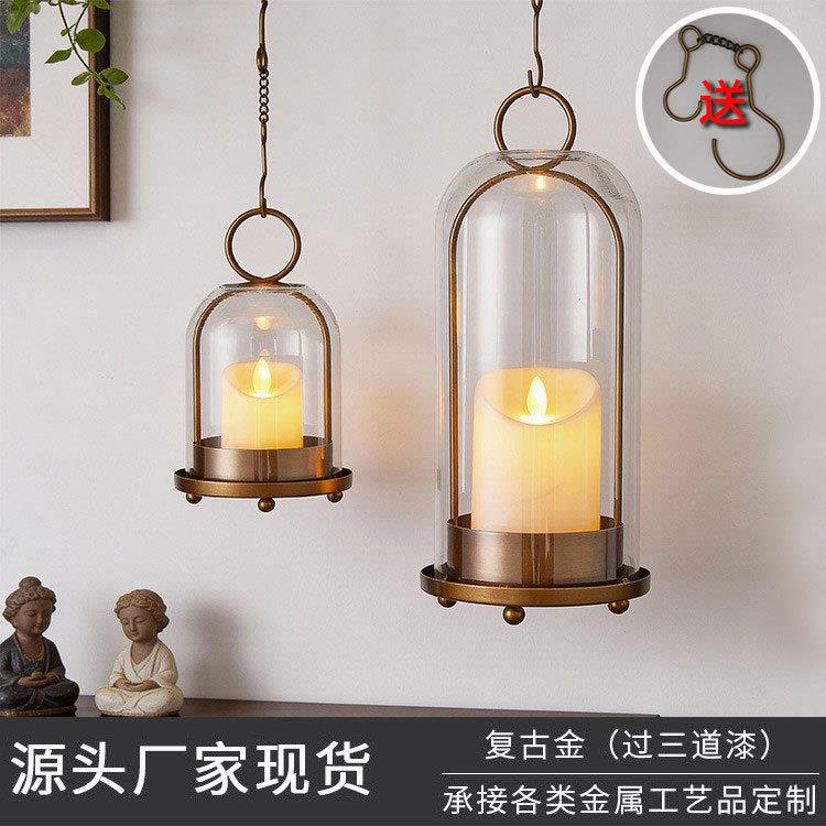 欧式创意风烛台金属玻璃烛台摆件高级感道具简约家用浪漫餐桌装饰