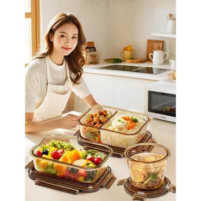 高硼硅玻璃饭盒可微波炉加热专用碗带盖保温上班族餐盒便当保鲜盒