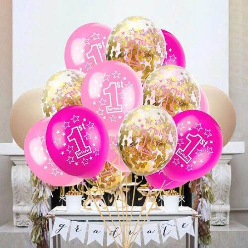 15 Pcs Balloon Set Birthday Party Decorative Balloons Cute