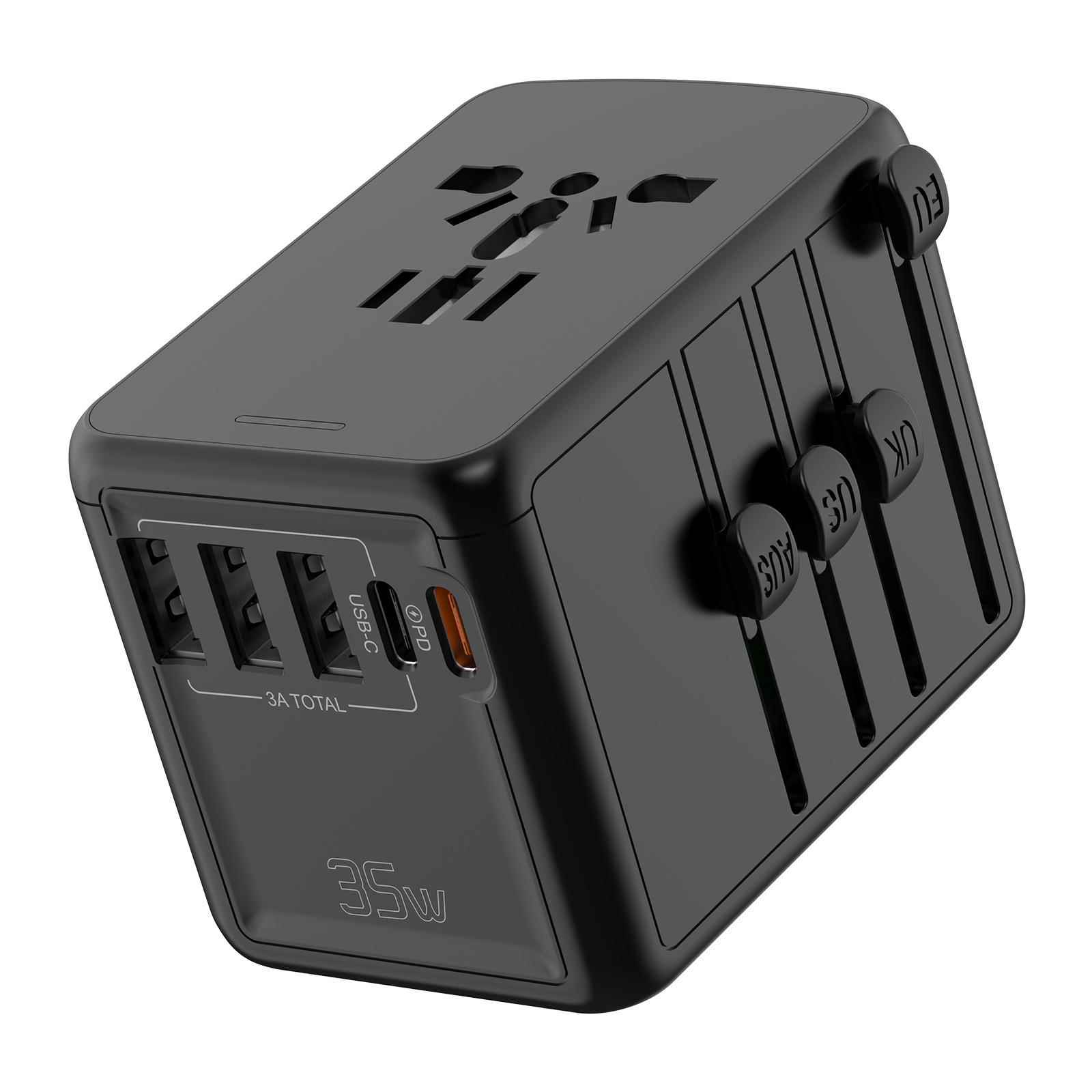 出国旅行转换插座3USB多口充电器国际通用插头双Type-C转换器PD35W多功能充电座美国日本加拿大英标澳洲电源图片