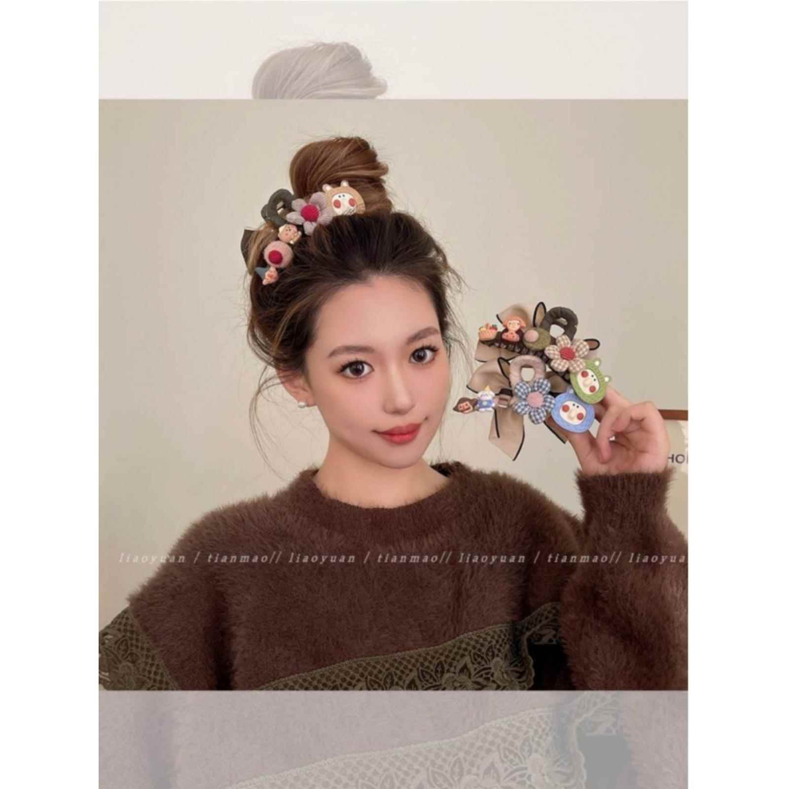 可爱的抓手大森林风格鲨鱼夹高端弓形发夹为妇女的后脑勺