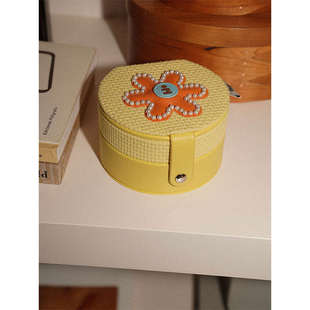 Tagi.钉珠想象星星小花贝壳鼓鼓珍珠双层圆圆首饰盒收纳盒