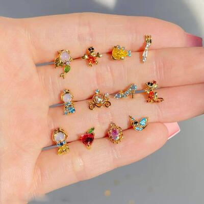 Pcs Exquisite Cartoon Heart Earrings For Women Bling Zircon