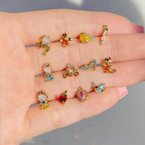 Pcs Exquisite Cartoon Heart Earrings For Women Bling Zircon