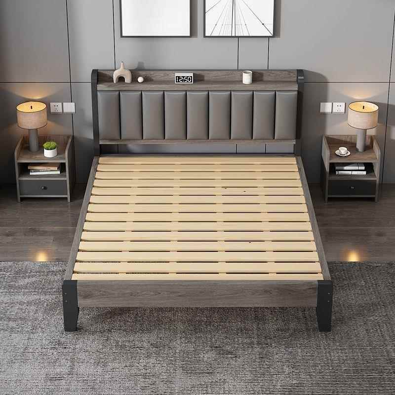 实1木床单人床架出租房床床现代简约.8米济主卧双BSL人软包1.2米