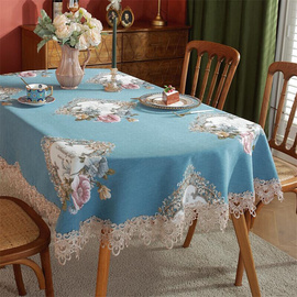 高档欧式田园高档布艺桌布家用伸缩椭圆形餐桌布长方形客厅茶几台