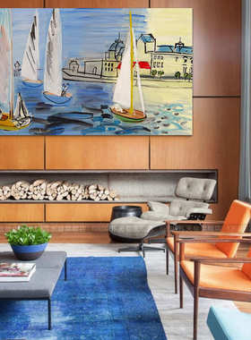 风景油画装饰画手绘无框沙发背景墙客厅挂画地中海现代YIHUI 358