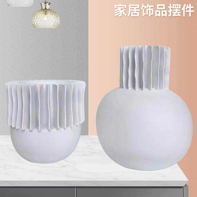 树脂创意花纹花瓶摆件时尚家居样板房酒店客厅插花饰品工艺品摆件