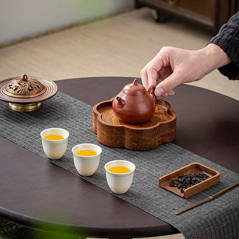 花梨木壶实木小茶台重竹干泡台茶承茶托盘 壶托原木隔热垫炉垫