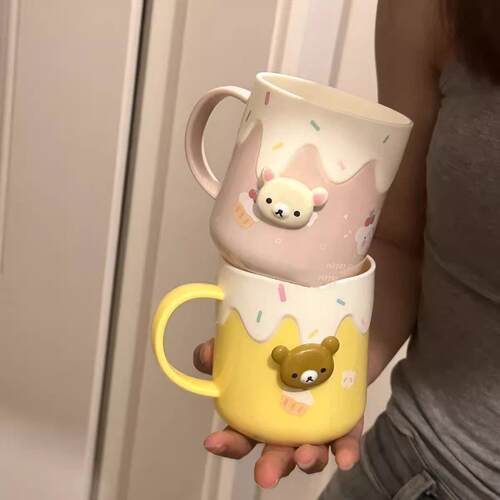 可爱轻松熊洗漱杯情侣漱口杯家用高颜值刷牙杯漱口学生宿舍杯子