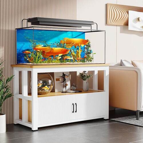 简约家用鱼缸柜底柜客厅小型金属鱼缸架置物柜水族箱底座柜收纳柜