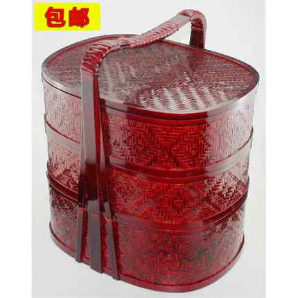 蛋形编织送餐篮 外卖手提竹篮 礼品篮 竹编工艺品