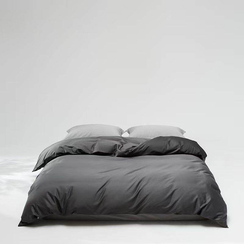 简约纯色100s长绒棉丝滑贡缎全棉床单被套纯棉枕套单品裸睡床品