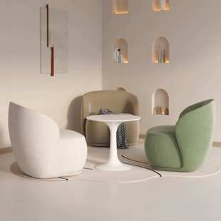 网红单人沙发休息区接待洽谈桌椅组合设计师沙发椅休闲单椅美容院