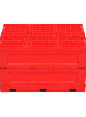 600-340红色带盖塑料折叠周转箱车载储物装饰摆件后备箱折叠胶箱