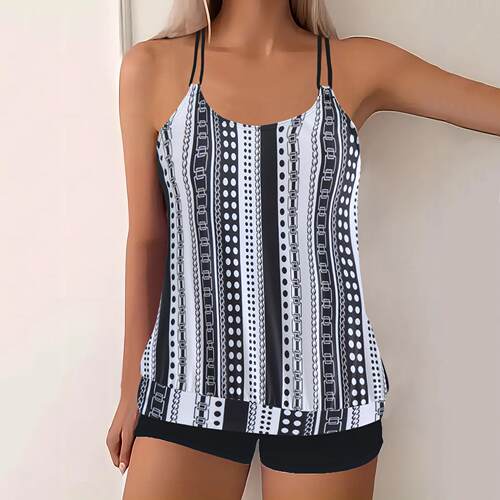 Bikini print flat cut oversized swimsuit for women