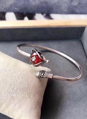 新款0999纯银手子女225新款红玉刚日韩时尚网红狐狸手环送女友闺