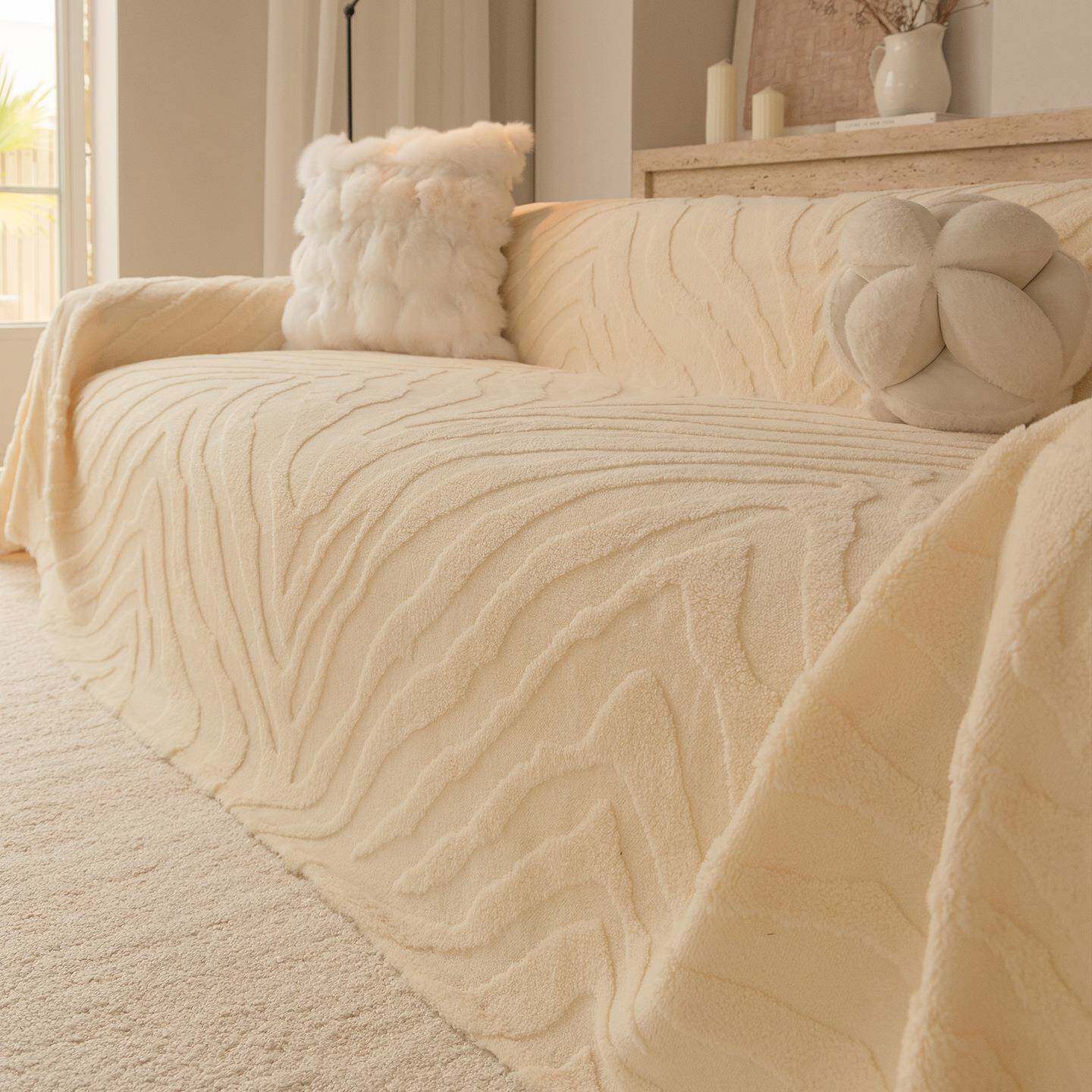 法式风加厚舒棉绒沙发巾2026新款秋冬一片式防滑盖布巾沙发毯