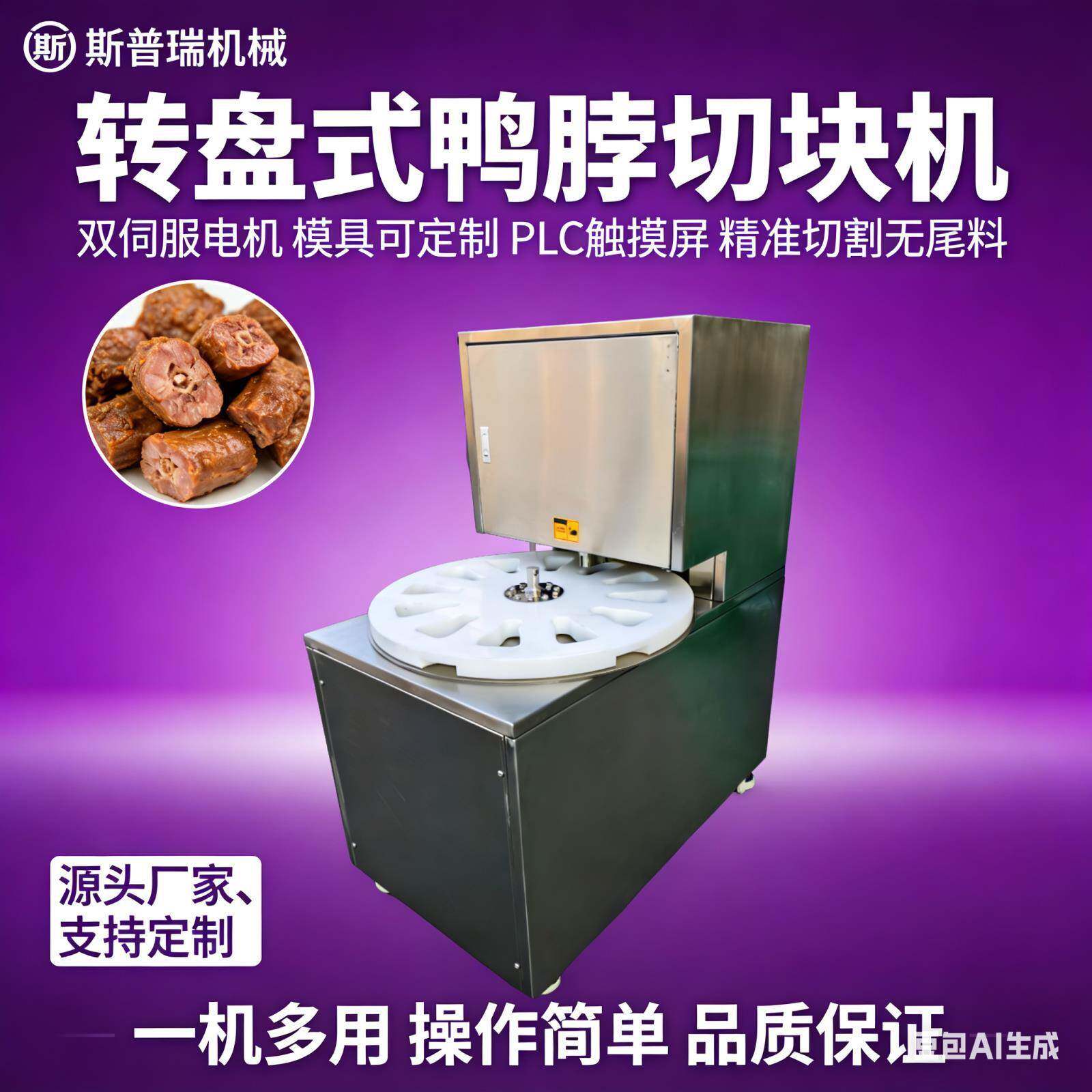 冻鲜电动盘式切块鸡腿琵琶商用转盘全自动不锈钢转盘式鸡脖鸭脖