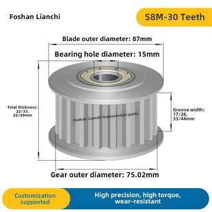 44调节导向轮惰轮Ahtfw30S8M 同步轮S8M30齿张紧轮槽宽17
