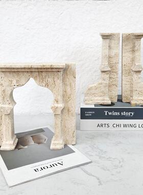 大理石摆黄洞石创意书档摆板件书玄房样间电视XEM柜关桌办公室书