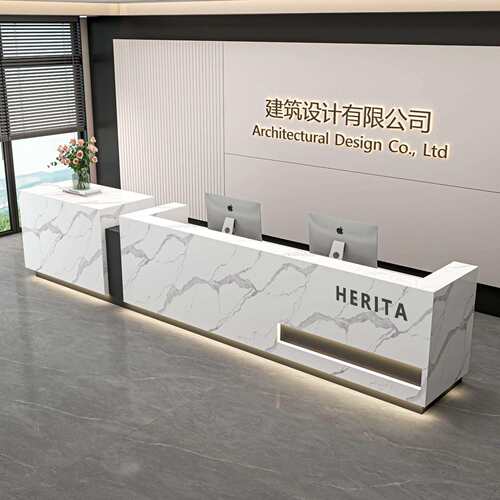 简约现代前台接待台公司酒店接待美容院服装店大理石烤漆收银台