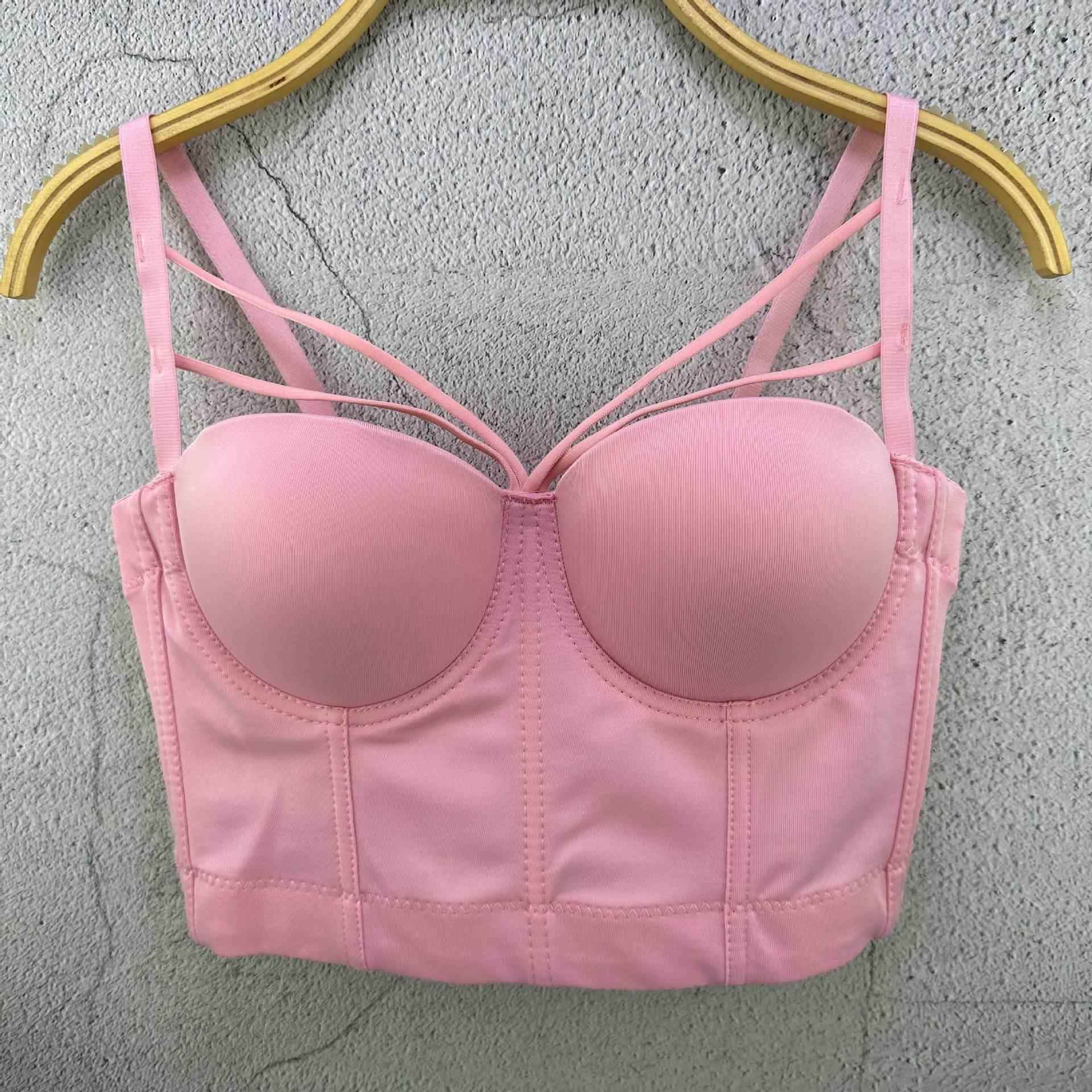 All-match cotton underwire buttoned tube top vest trendy bra
