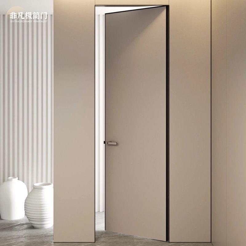 隐形门暗门铝木门定制极简门无框卧室极窄房间一门到顶隐框涂料门