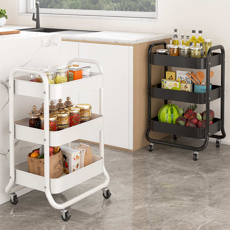 手推车置物架落地多层家用卧室零食收纳架可移动收纳储物架子