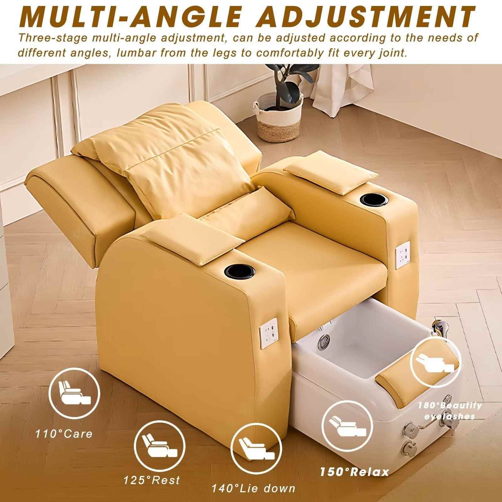 跨境足疗椅修脚电动沙发足浴泡脚椅背部按摩坐躺可调节带 USB充电