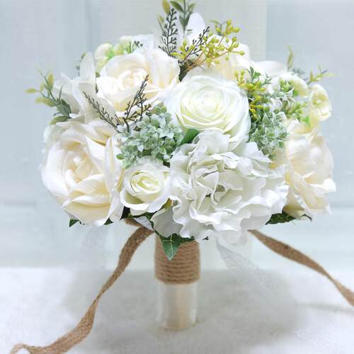 永恒天使花束786仿真花玫瑰绢花户外森系婚礼新娘手捧花婚庆实价
