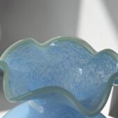 法式 北欧小清新多巴胺粉蓝色高脚风灯花瓶琉璃玻璃艺术插花器 欧式