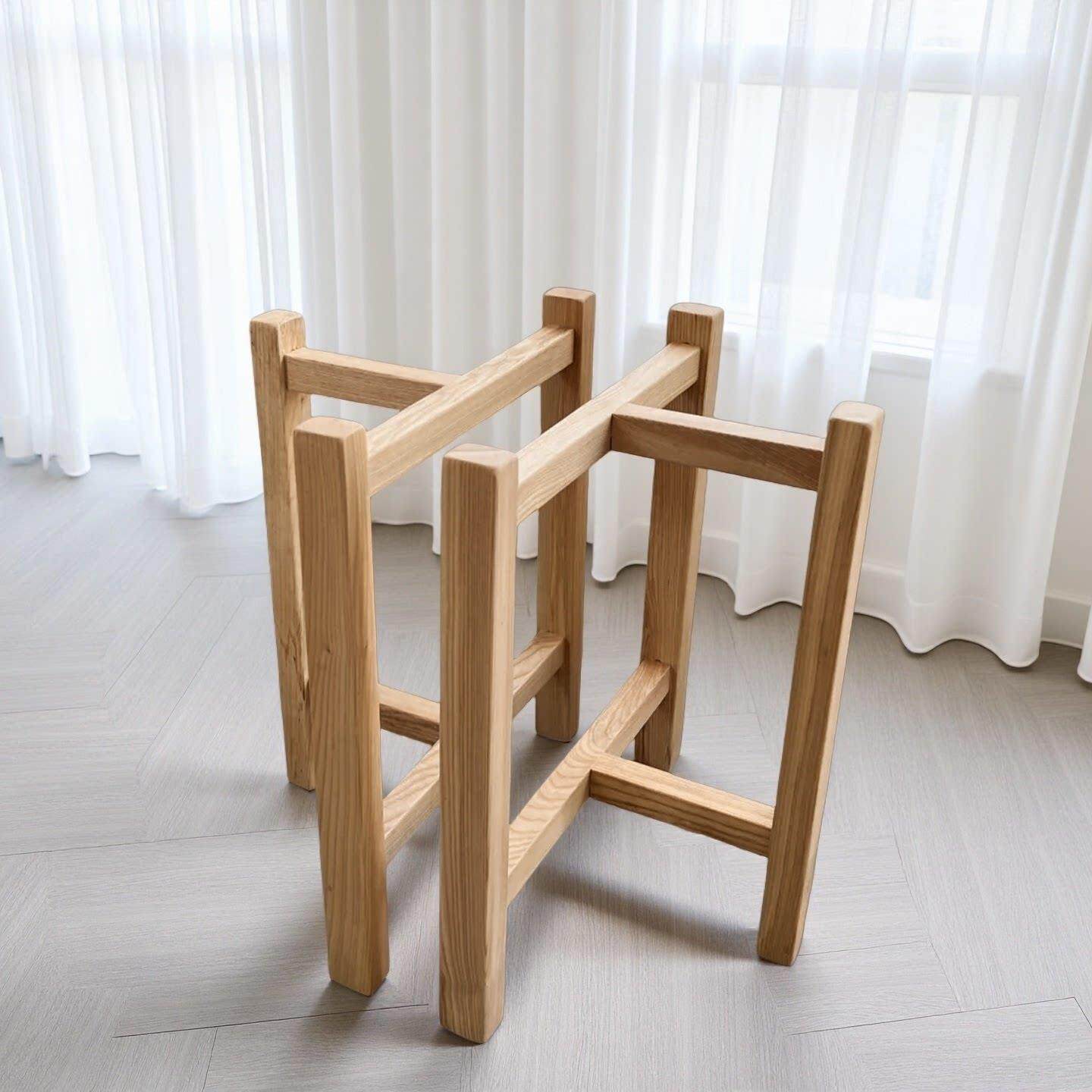 北美白蜡木大板桌腿三角支架原木风餐桌脚书桌咖啡桌支撑榫卯结构